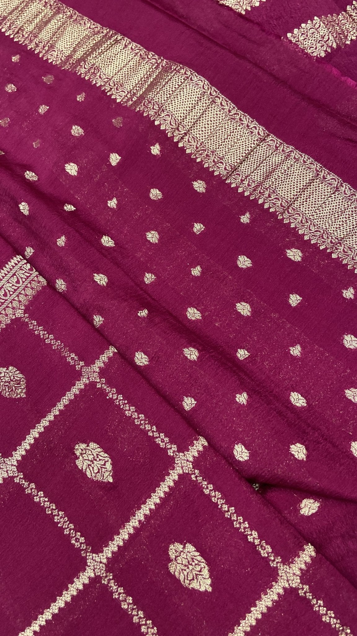 Premium wrinkle Georgette (Wine) - Kanjeevaram Silk Mandir