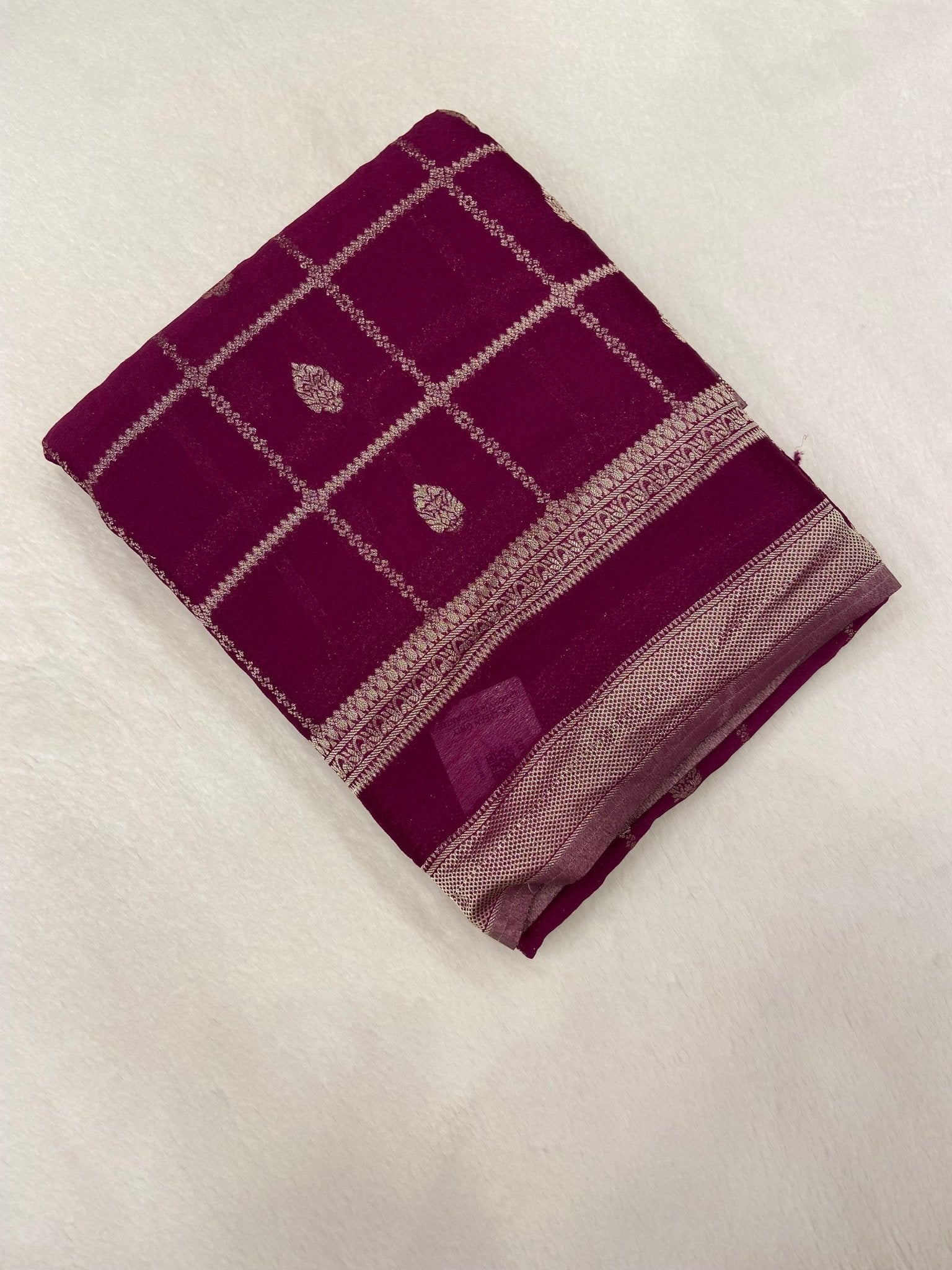 Premium wrinkle Georgette (Wine) - Kanjeevaram Silk Mandir