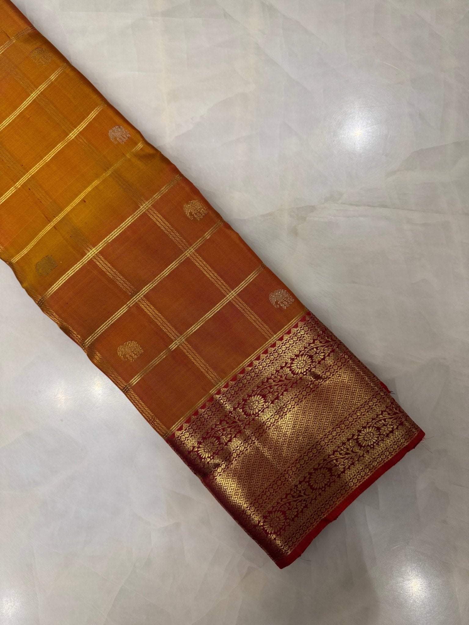 Pure 1G zari handloom Kanjeevaram silk mark certified saree - Kanjeevaram Silk Mandir