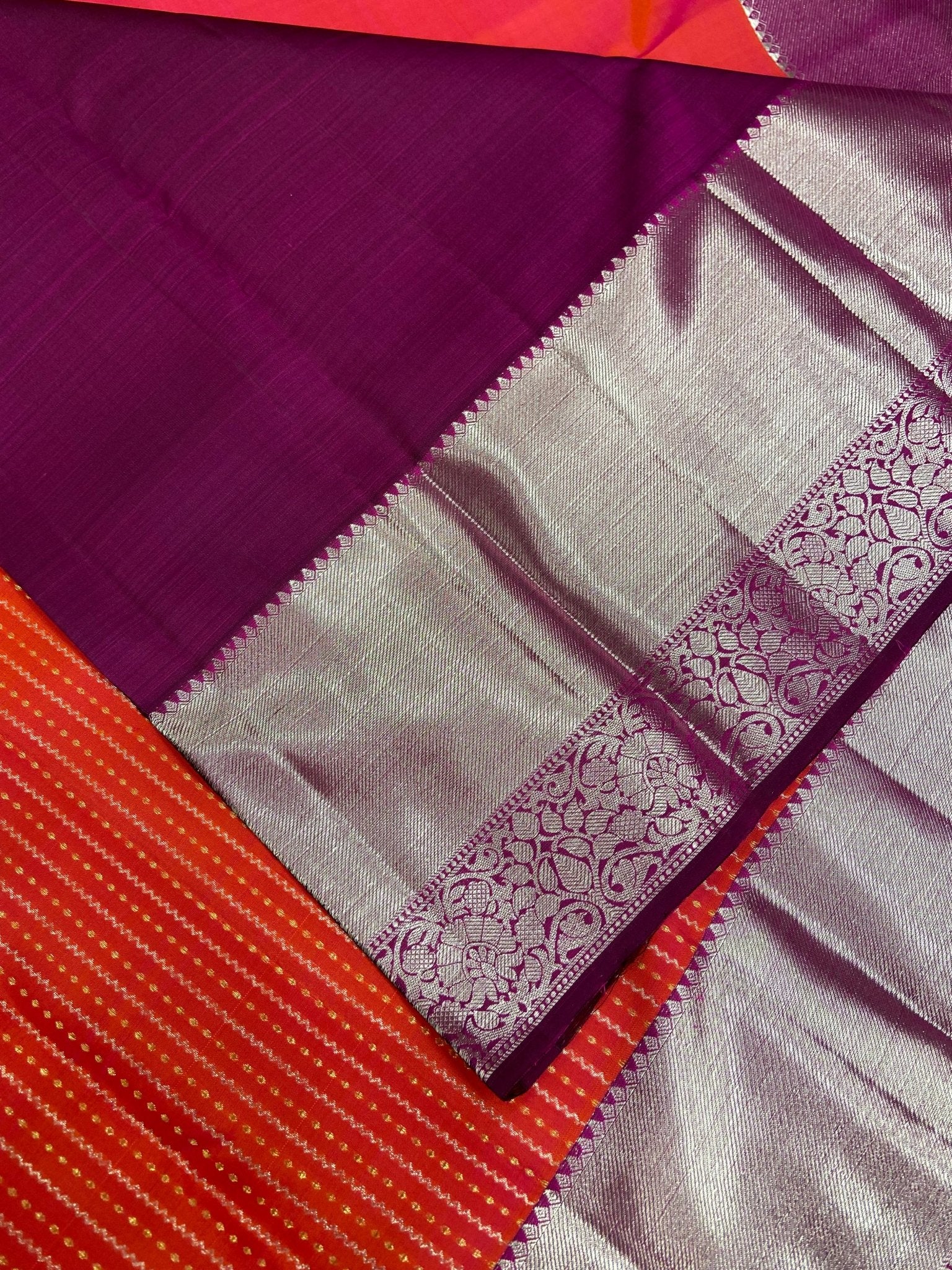 Pure 1G zari handloom Kanjeevaram silk mark certified saree - Kanjeevaram Silk Mandir