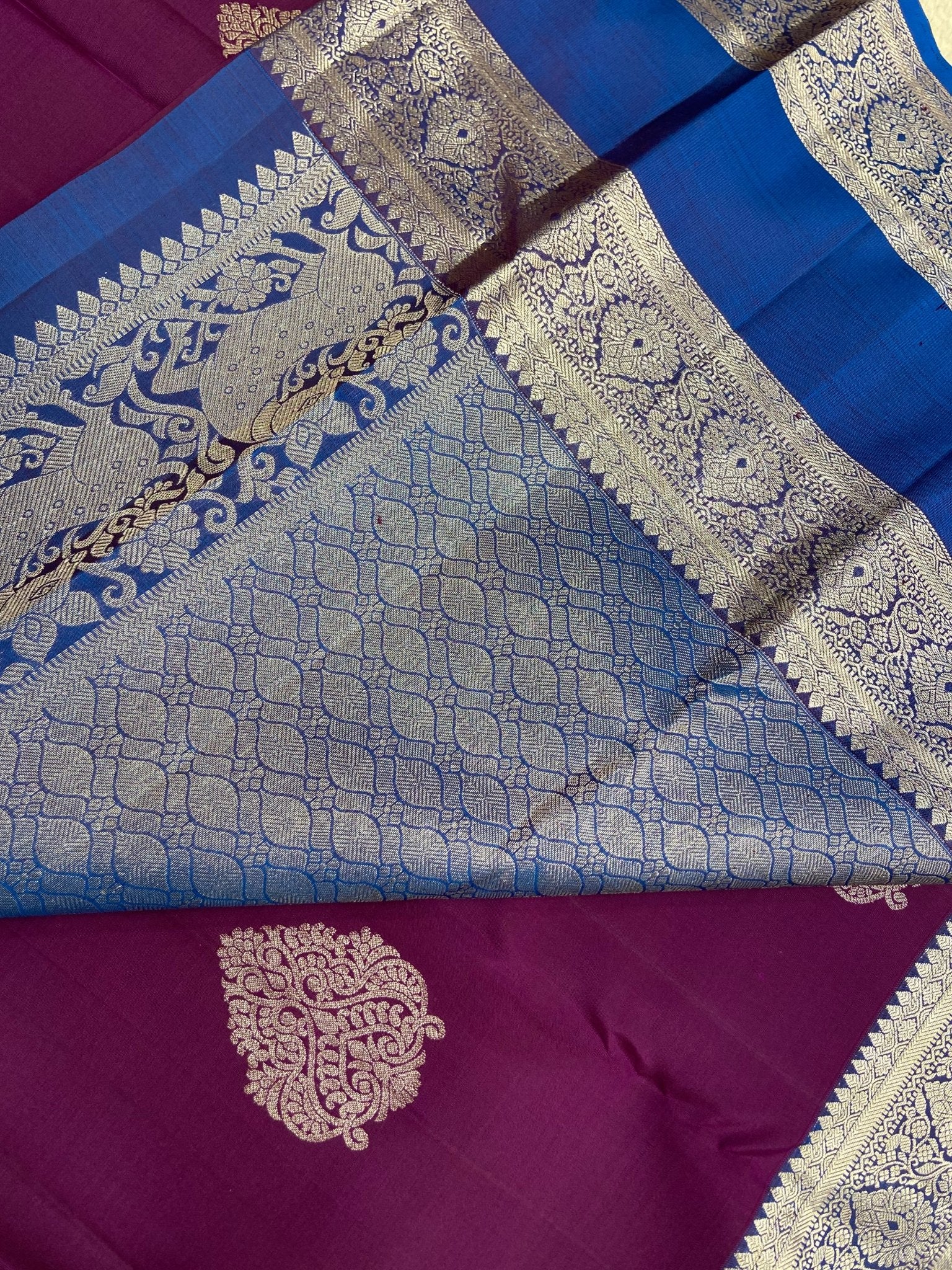 Pure 1G zari handloom Kanjeevaram silk mark certified saree - Kanjeevaram Silk Mandir