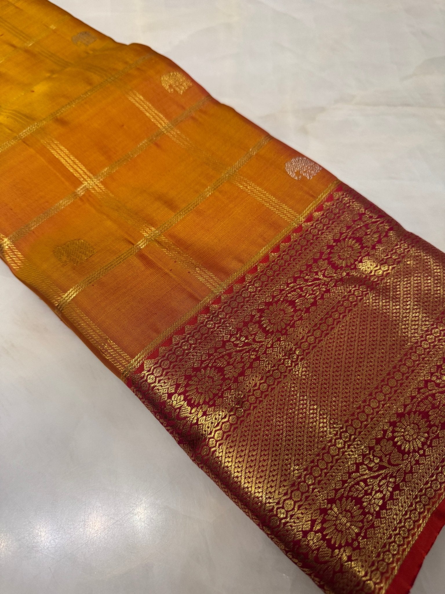 Pure 1G zari handloom Kanjeevaram silk mark certified saree - Kanjeevaram Silk Mandir