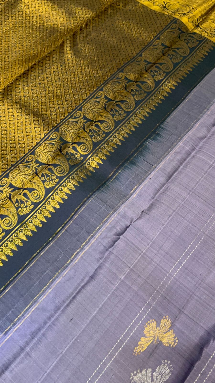 Pure 1G Zari handloom kanjeevaram silk mark certified saree - Kanjeevaram Silk Mandir