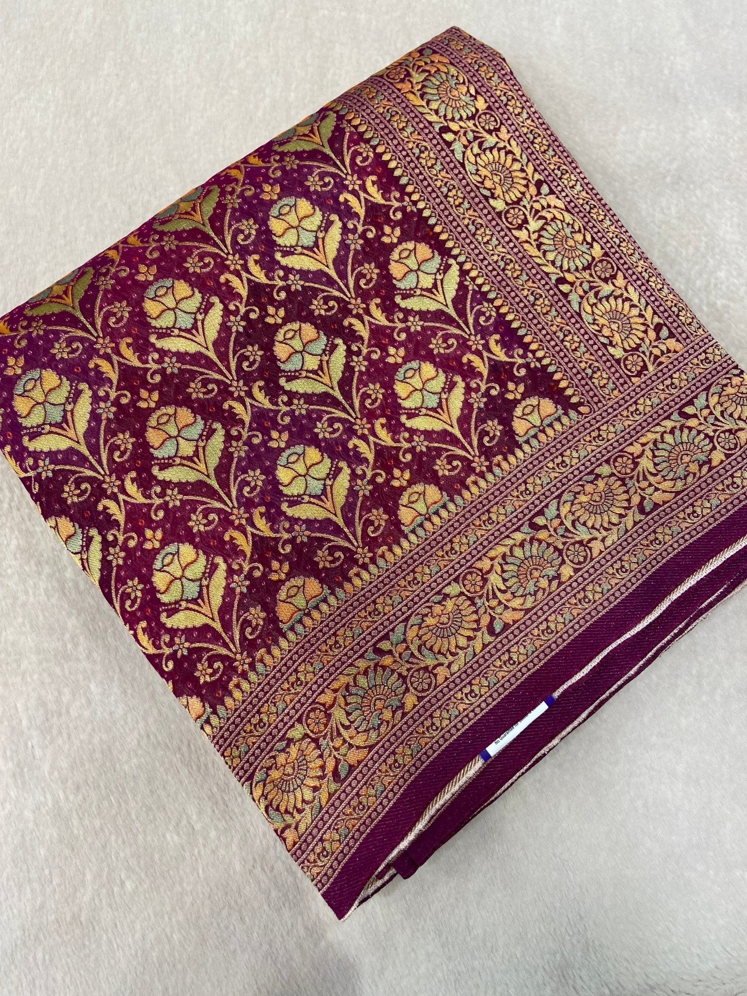 Pure Banarasi Crepe Kalamkari Saree - Kanjeevaram Silk Mandir