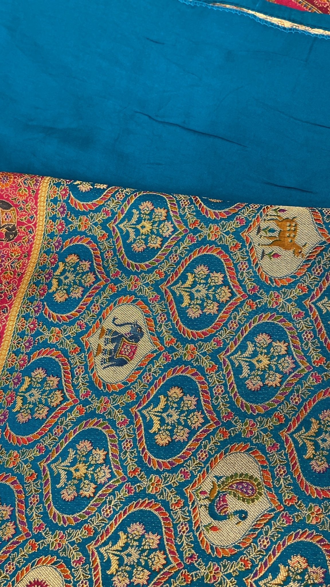 Pure Banarasi Crepe Kalamkari Saree - Kanjeevaram Silk Mandir
