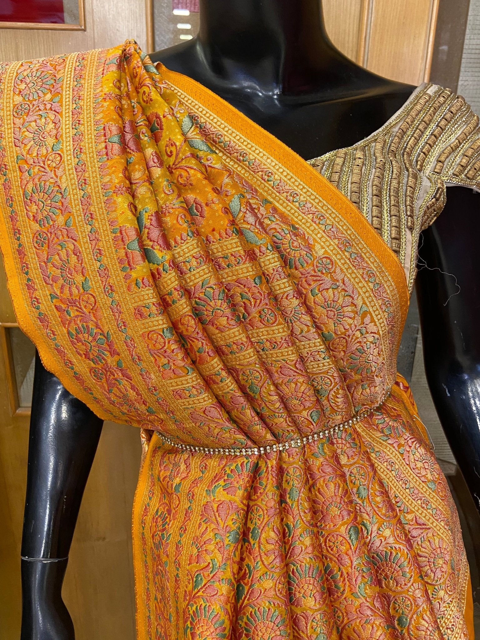 Pure Banarasi Crepe Kalamkari Saree - Kanjeevaram Silk Mandir