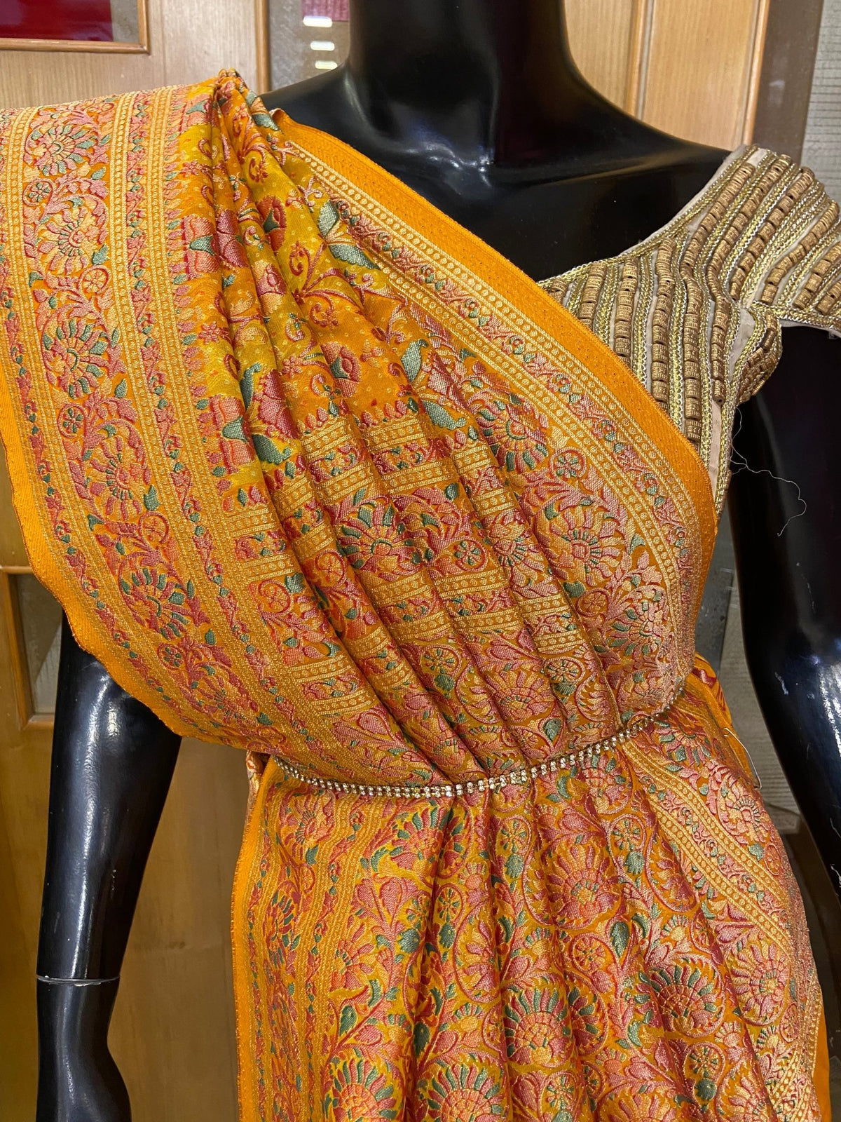 Pure Banarasi Crepe Kalamkari Saree - Kanjeevaram Silk Mandir