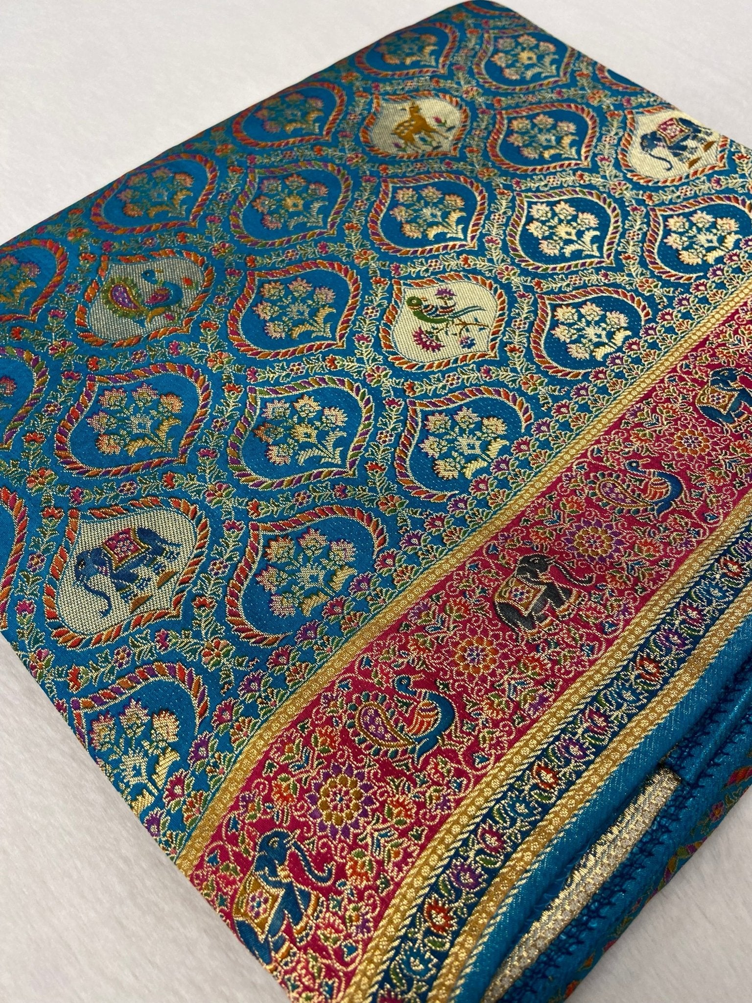 Pure Banarasi Crepe Kalamkari Saree - Kanjeevaram Silk Mandir