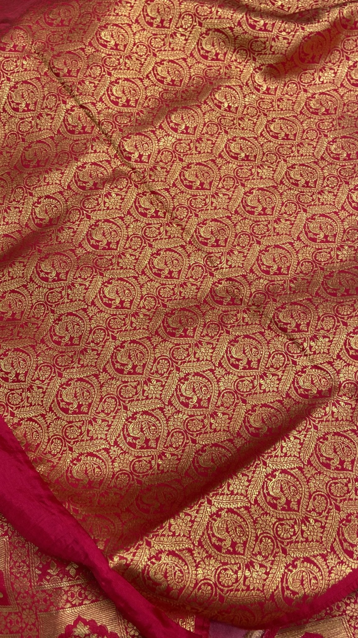 Pure Banarasi Crepe Satin Kalamkari Saree - Kanjeevaram Silk Mandir