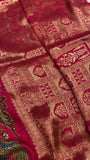 Pure Banarasi Crepe Satin Kalamkari Saree - Kanjeevaram Silk Mandir