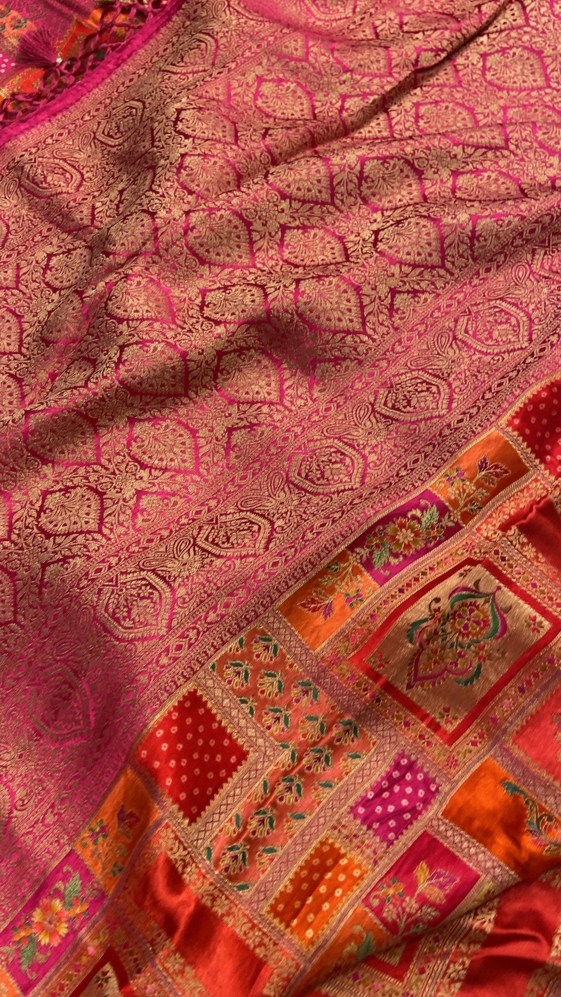 Pure Banarasi Crepe Satin Kalamkari Saree - Kanjeevaram Silk Mandir