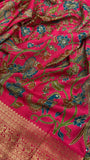 Pure Banarasi Crepe Satin Kalamkari Saree - Kanjeevaram Silk Mandir