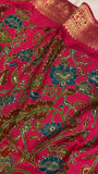 Pure Banarasi Crepe Satin Kalamkari Saree - Kanjeevaram Silk Mandir