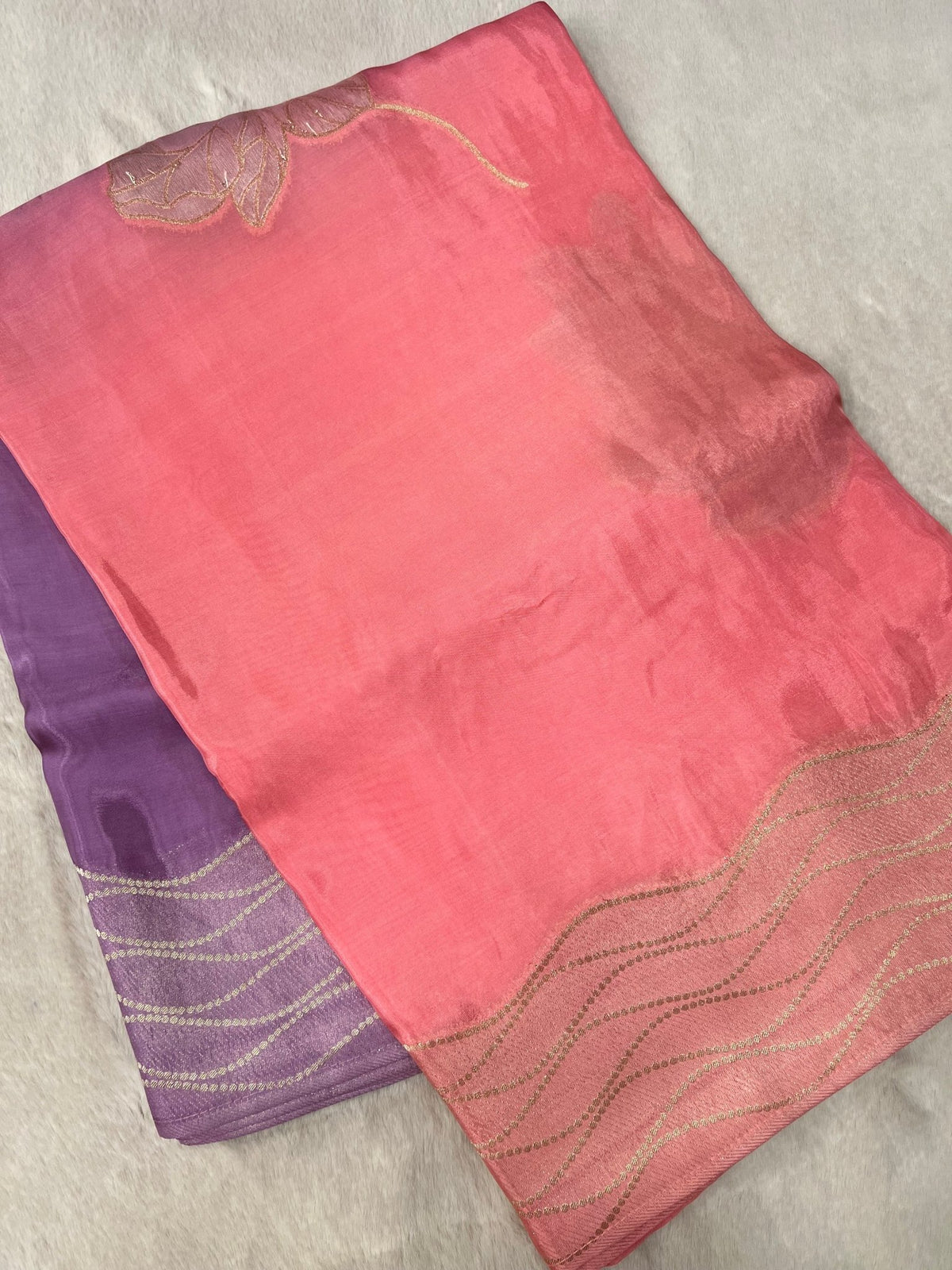Pure chinnon dual tone saree - Kanjeevaram Silk Mandir