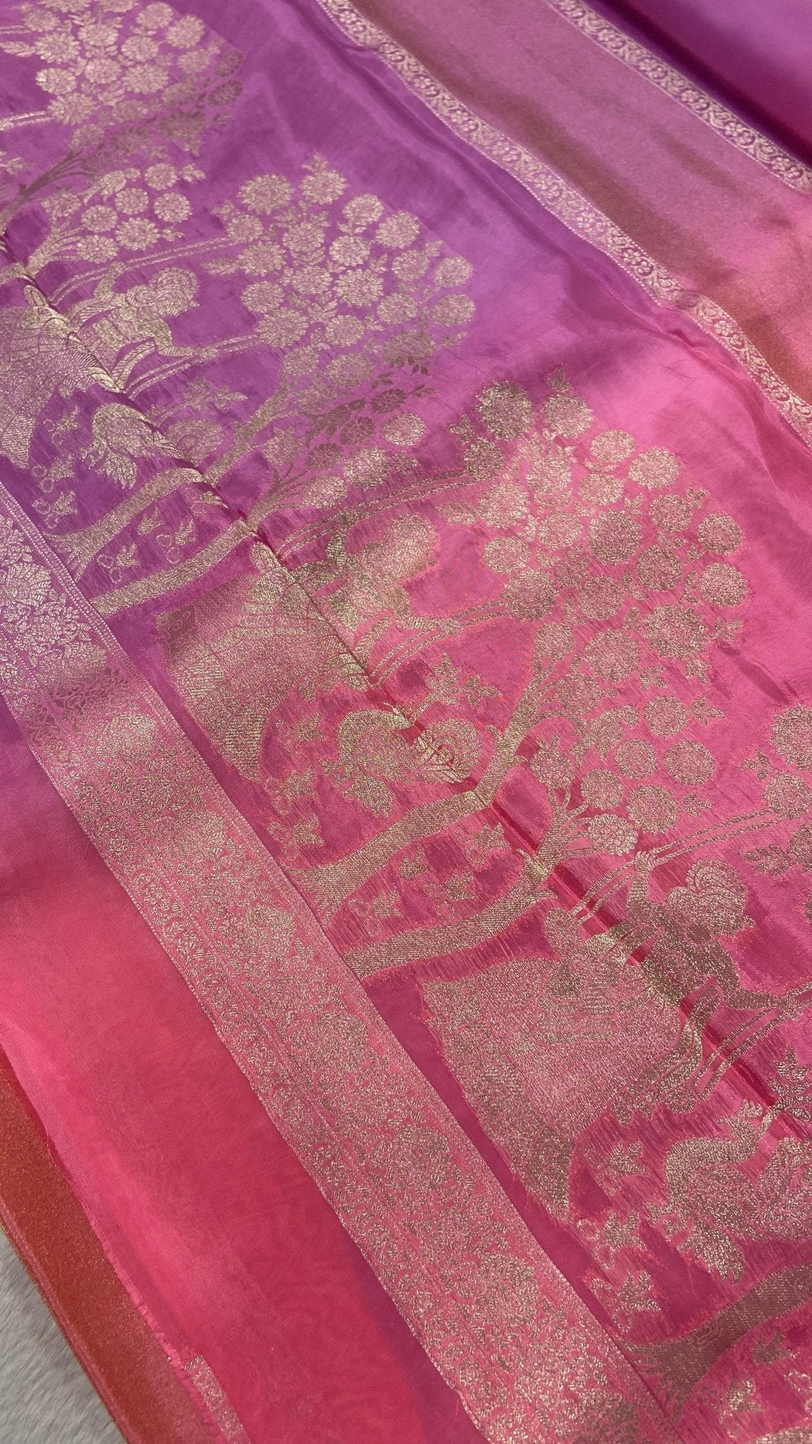 Pure Chinnon Dual Tone Saree - Kanjeevaram Silk Mandir