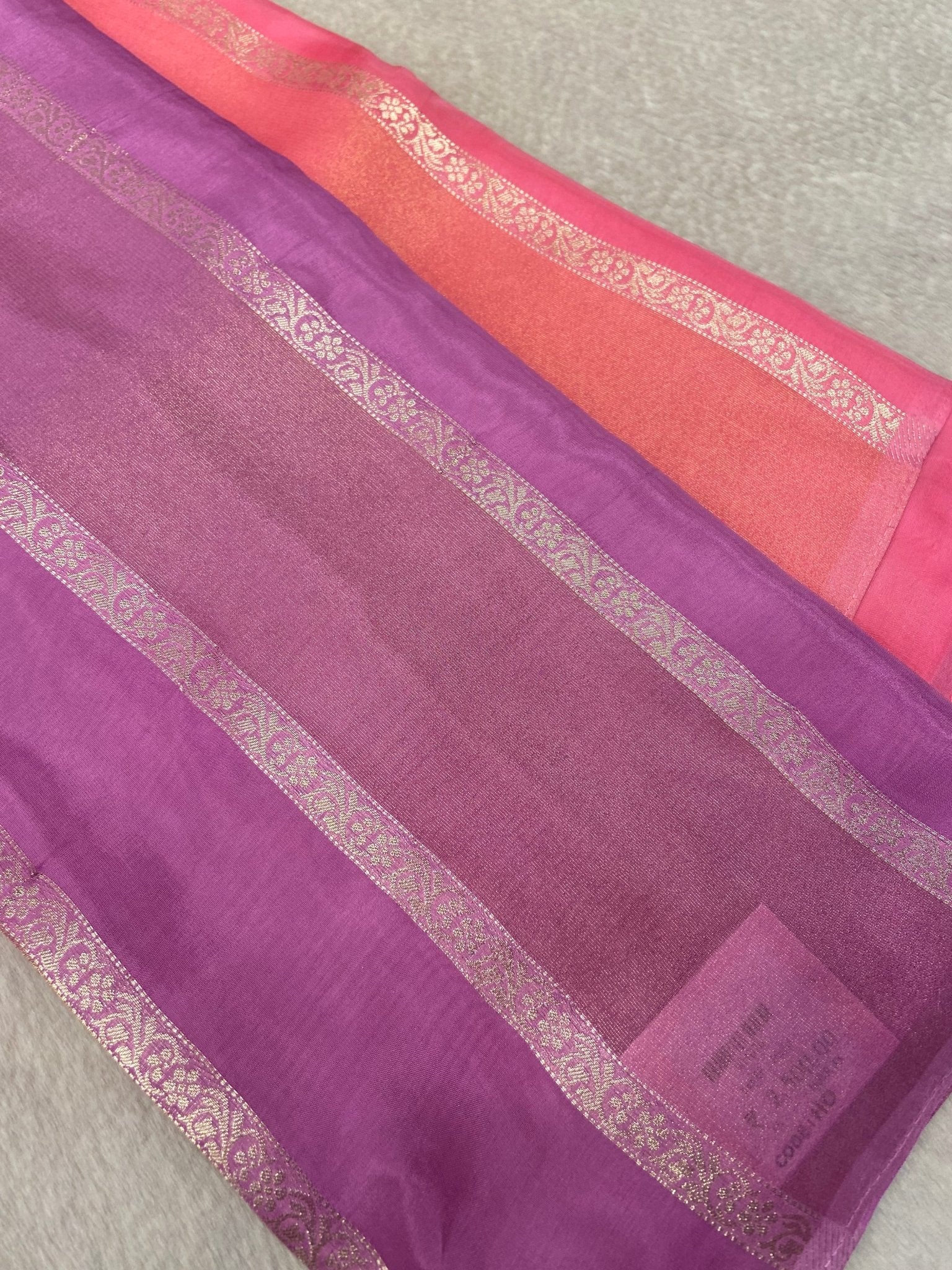 Pure Chinnon Dual Tone Saree - Kanjeevaram Silk Mandir