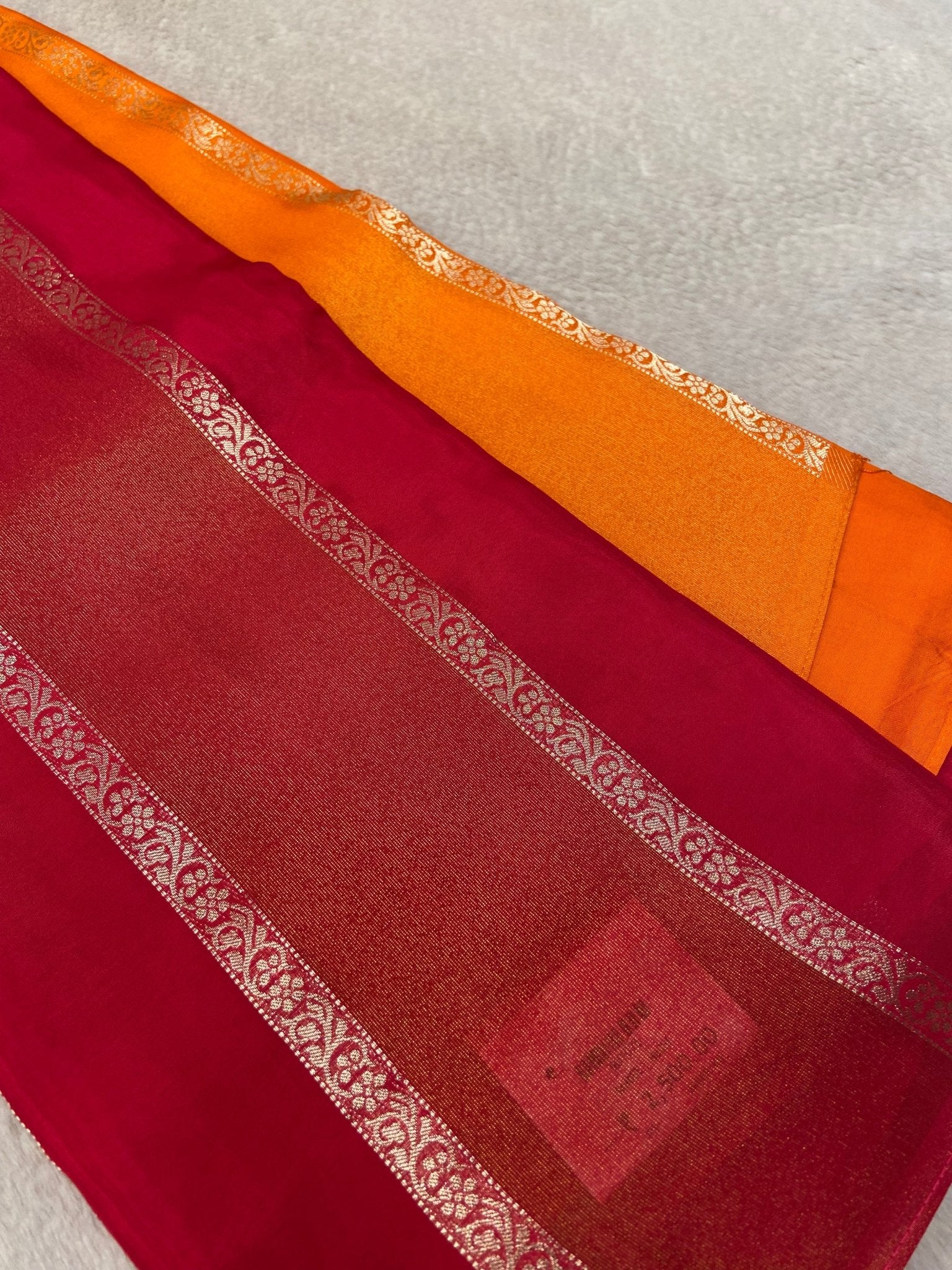Pure Chinnon Dual Tone Saree - Kanjeevaram Silk Mandir