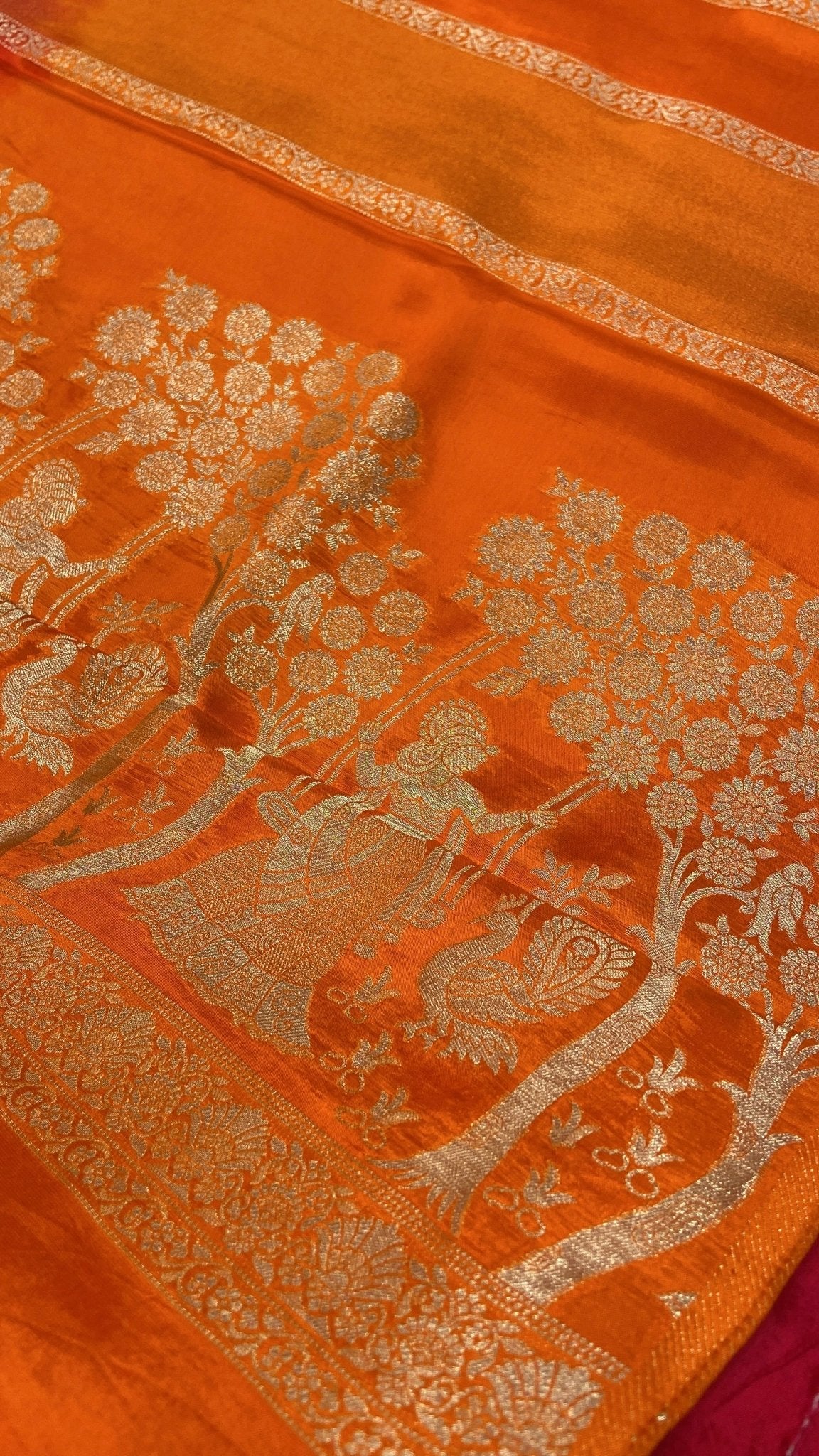 Pure Chinnon Dual Tone Saree - Kanjeevaram Silk Mandir