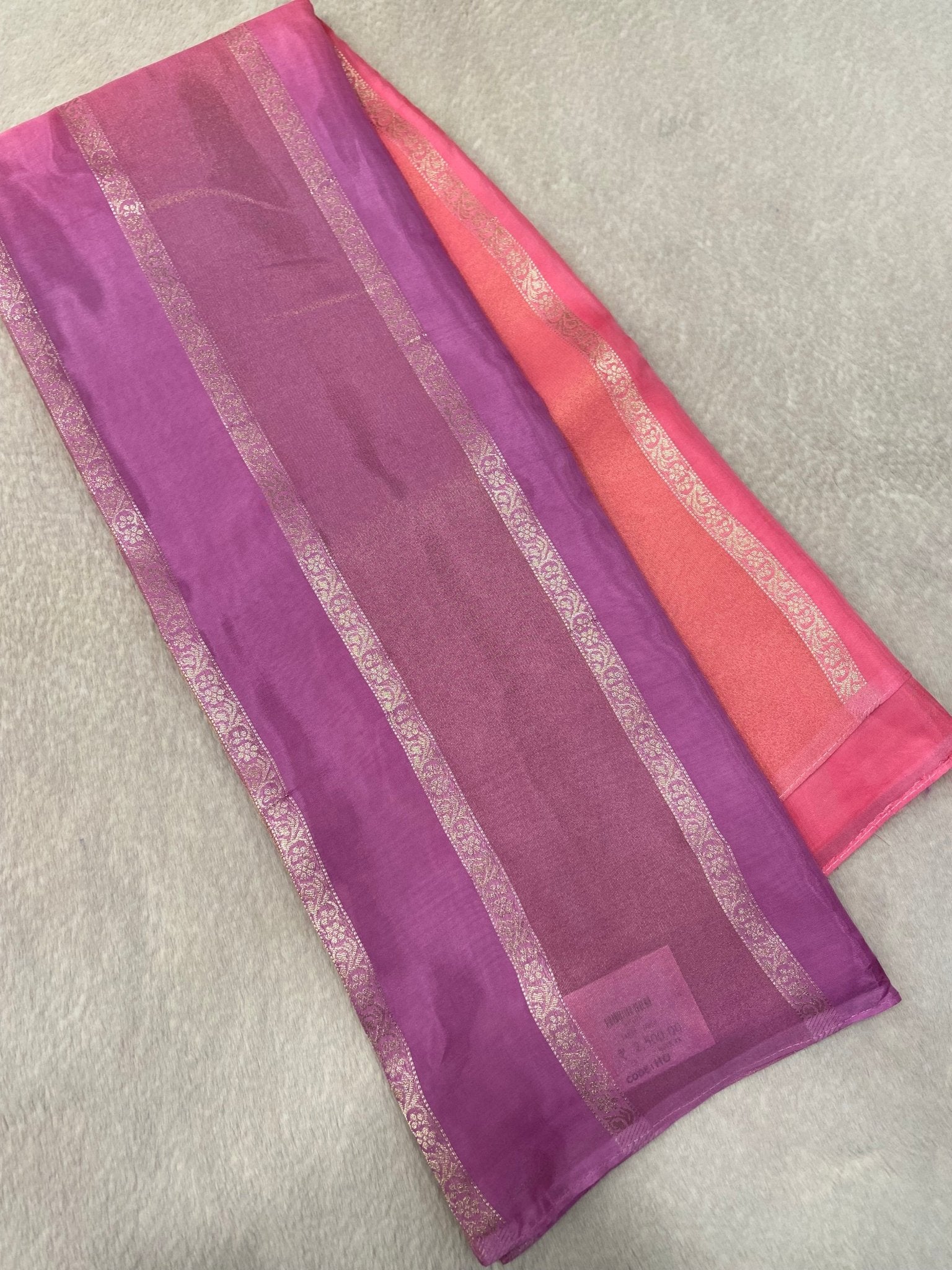Pure Chinnon Dual Tone Saree - Kanjeevaram Silk Mandir