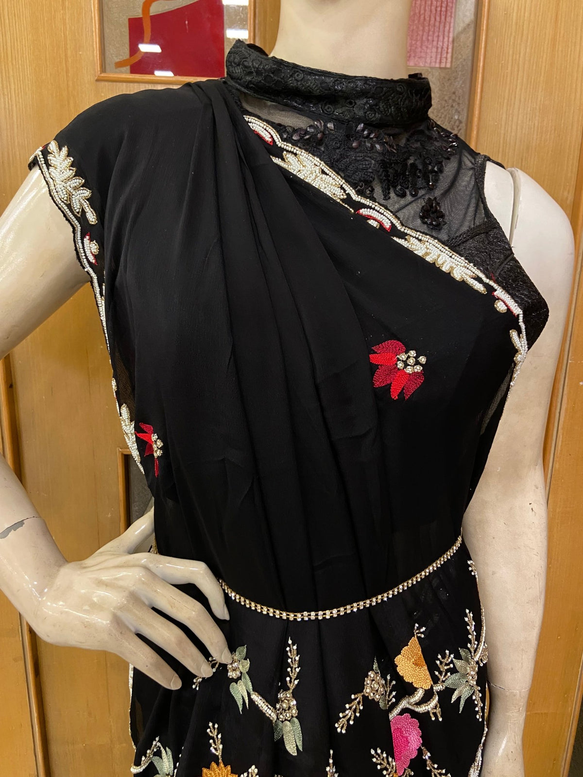 Pure Chinnon organza saree - Kanjeevaram Silk Mandir