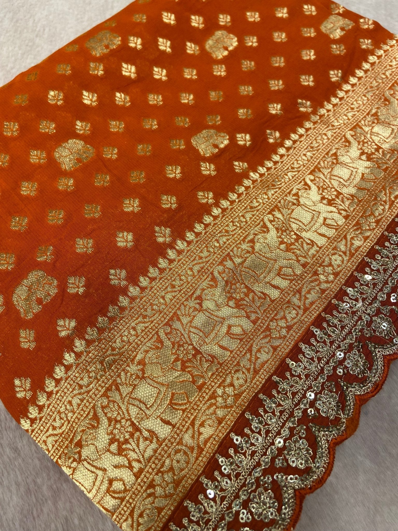 Pure Chinnon Saree - Kanjeevaram Silk Mandir