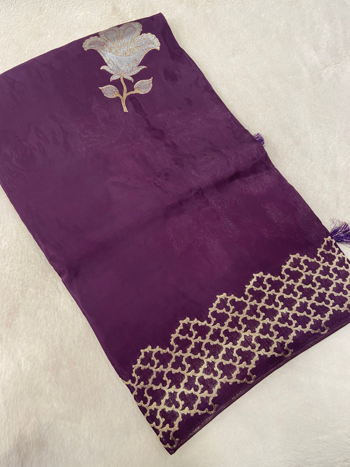 Pure Chinnon Saree - Kanjeevaram Silk Mandir