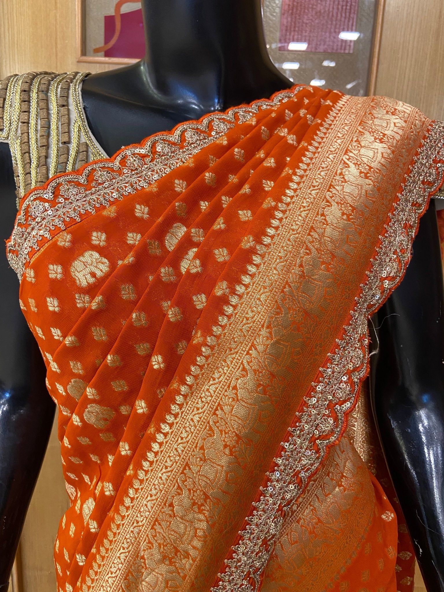 Pure Chinnon Saree - Kanjeevaram Silk Mandir