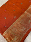 Pure crepe chinnon saree with cutdana work - Kanjeevaram Silk Mandir