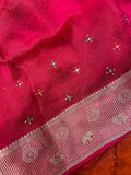 Pure crepe chinnon saree with cutdana work - Kanjeevaram Silk Mandir