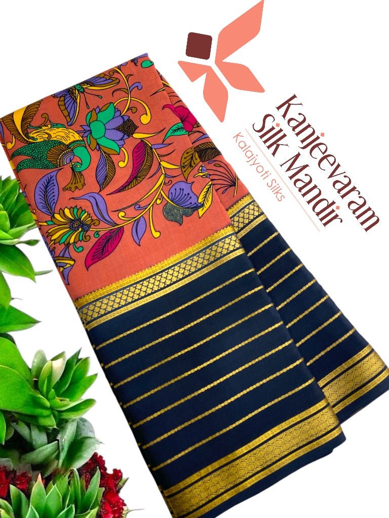 Pure Crepe Mysore Silk Certified Saree 120 GSM. - Kanjeevaram Silk Mandir