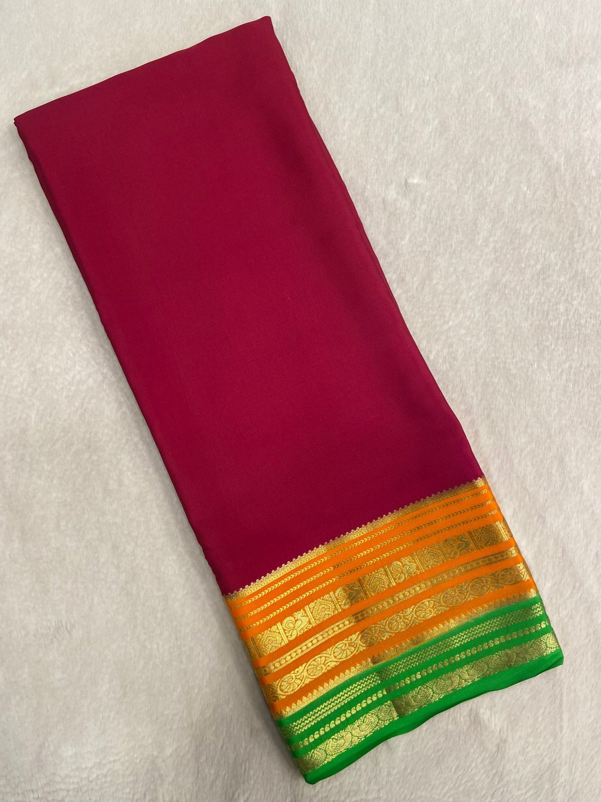 Pure crepe mysore silk saree 100 GSM silk mark certified - Kanjeevaram Silk Mandir