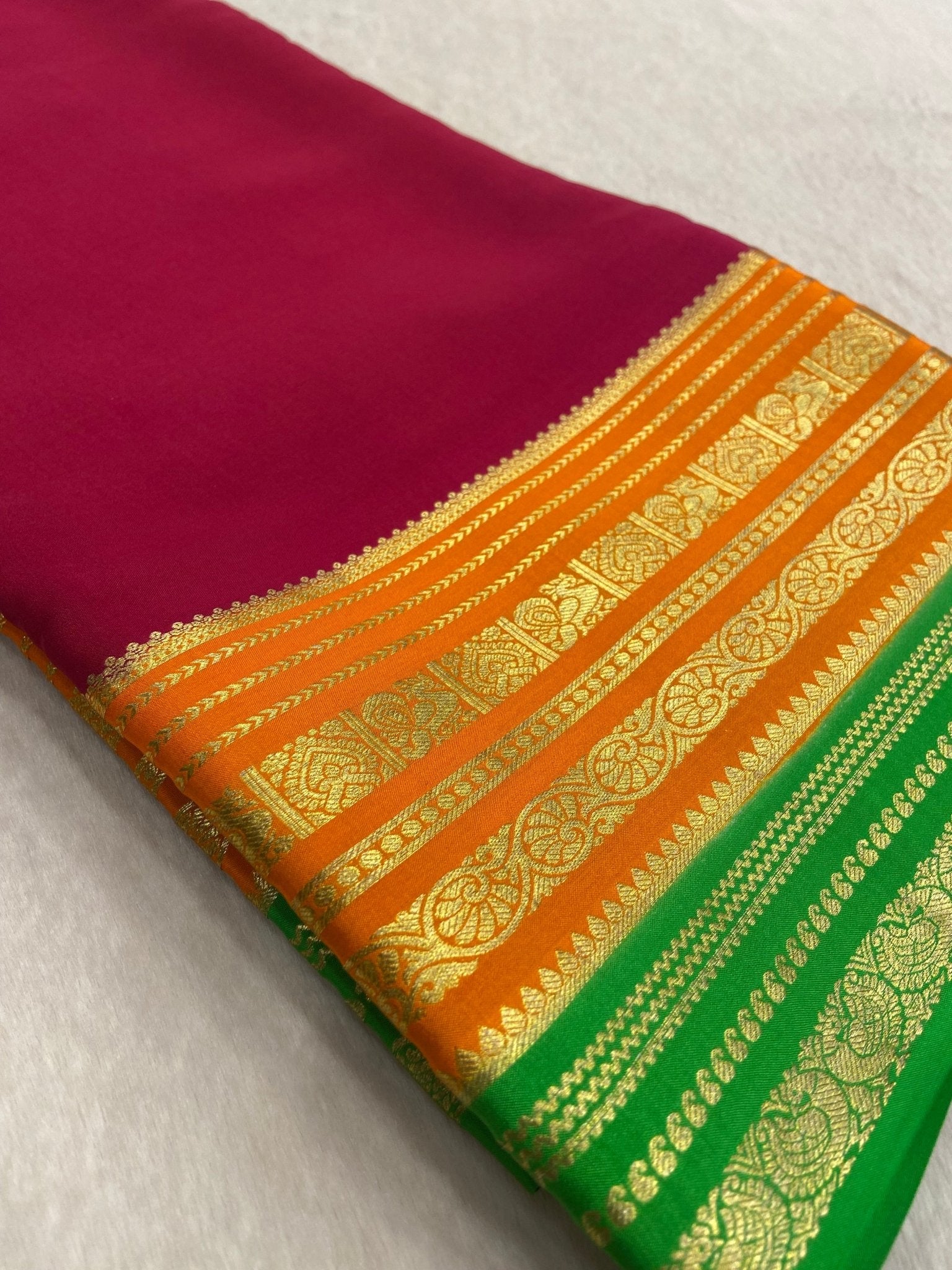 Pure crepe mysore silk saree 100 GSM silk mark certified - Kanjeevaram Silk Mandir