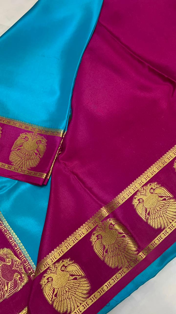 Pure crepe mysore silk saree 100 GSM silk mark certified - Kanjeevaram Silk Mandir