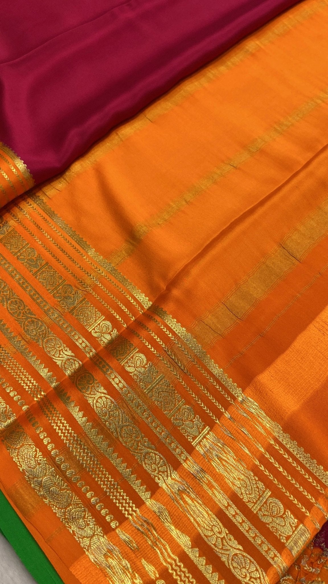 Pure crepe mysore silk saree 100 GSM silk mark certified - Kanjeevaram Silk Mandir