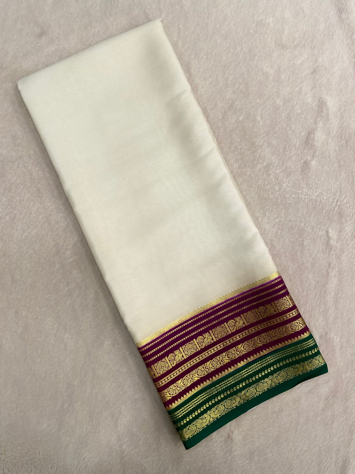Pure crepe mysore silk saree 100 GSM silk mark certified - Kanjeevaram Silk Mandir