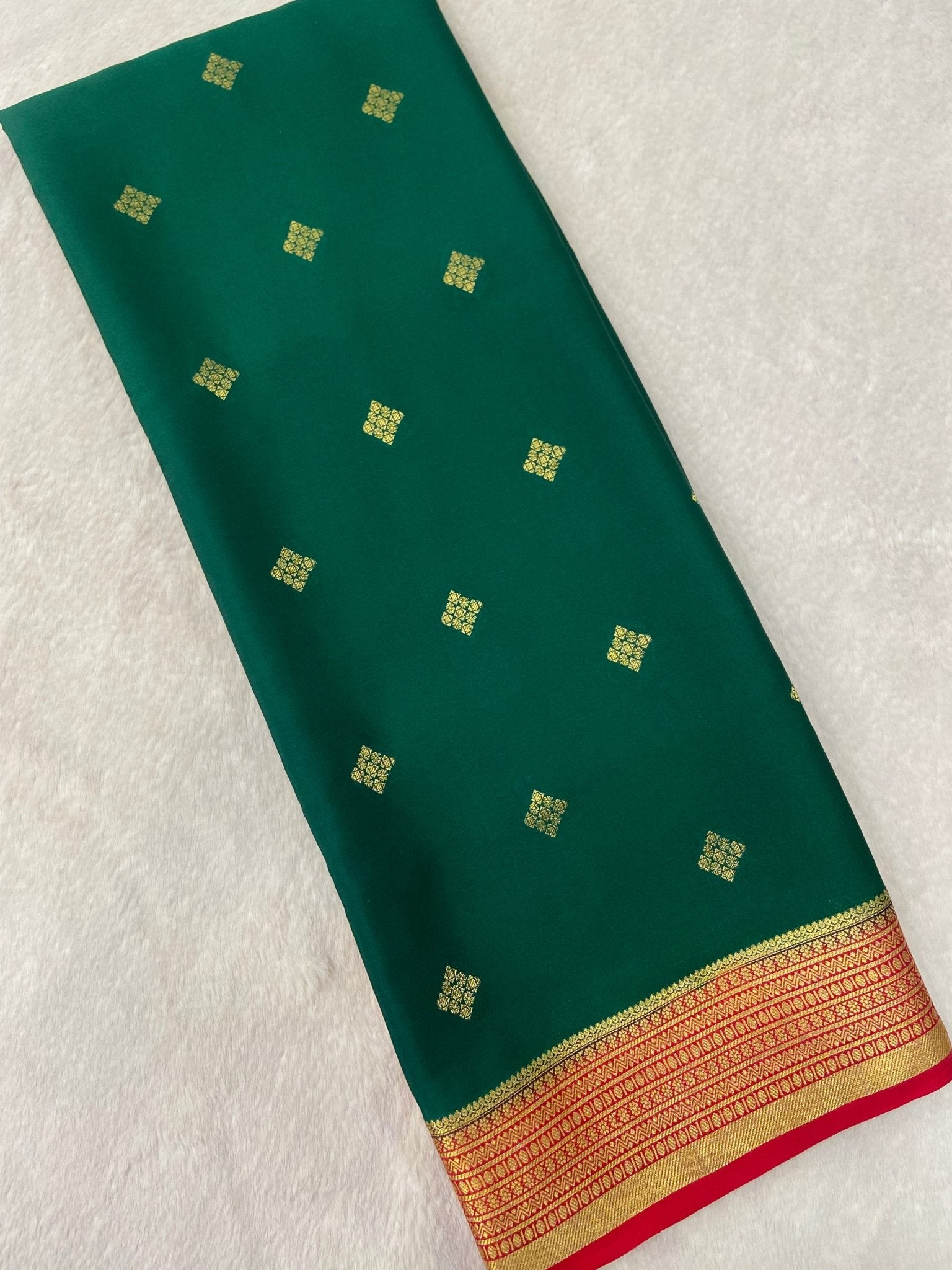 Pure crepe mysore silk saree 120 GSM silk mark certified - Kanjeevaram Silk Mandir