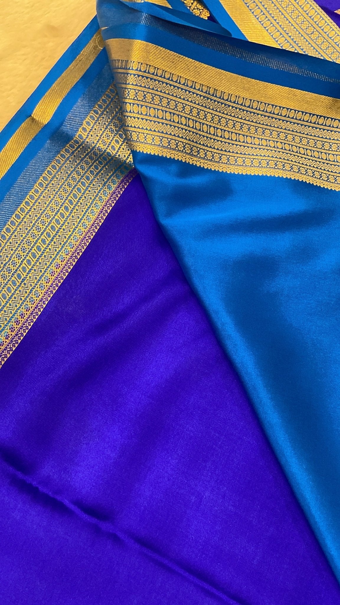 Pure crepe mysore silk saree 120 GSM silk mark certified - Kanjeevaram Silk Mandir