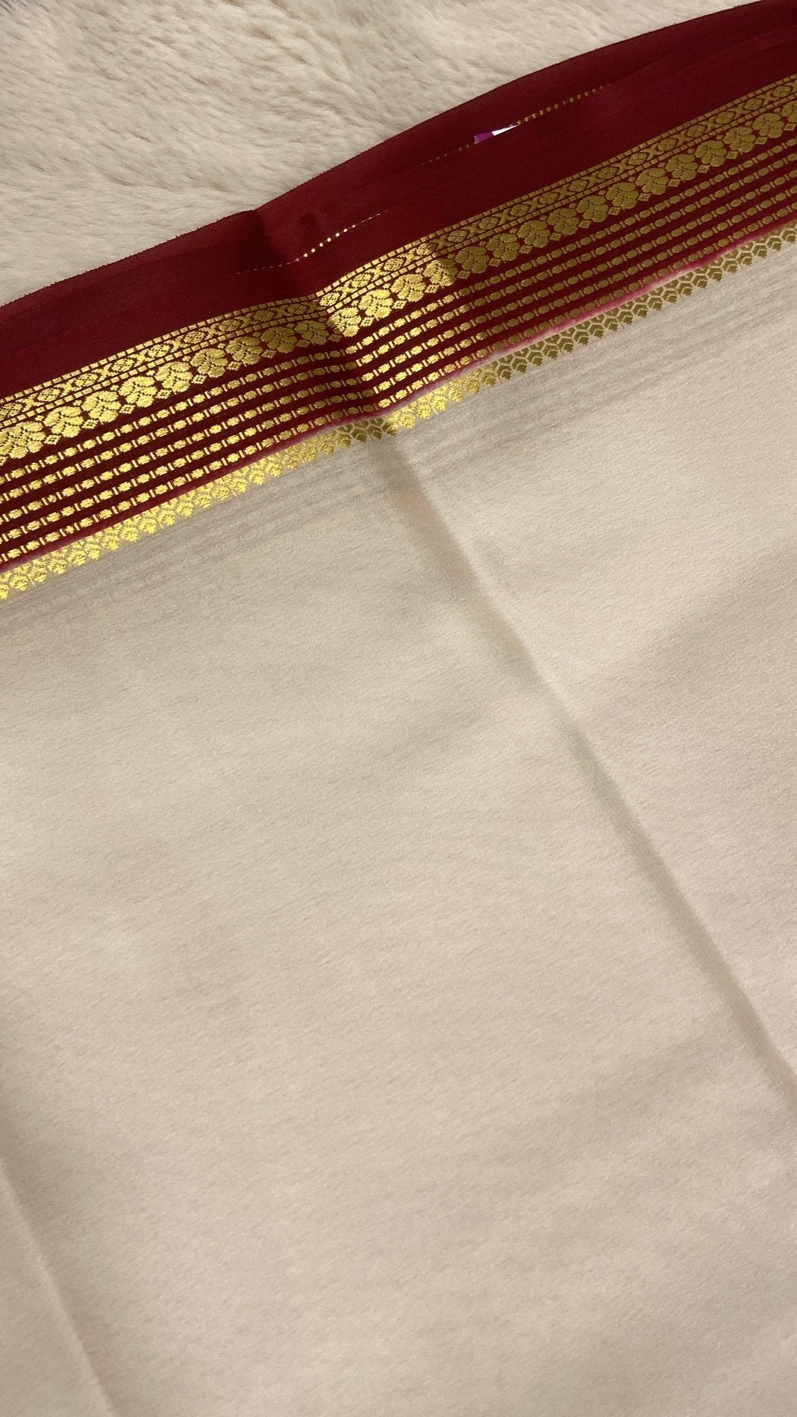 Pure crepe mysore silk saree 70 GSM silk mark certified - Kanjeevaram Silk Mandir
