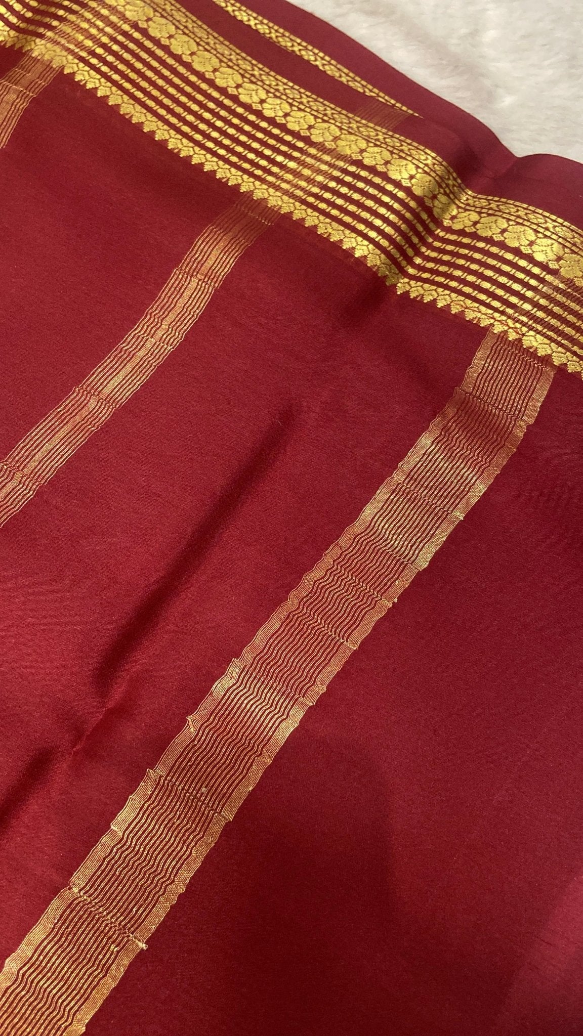 Pure crepe mysore silk saree 70 GSM silk mark certified - Kanjeevaram Silk Mandir