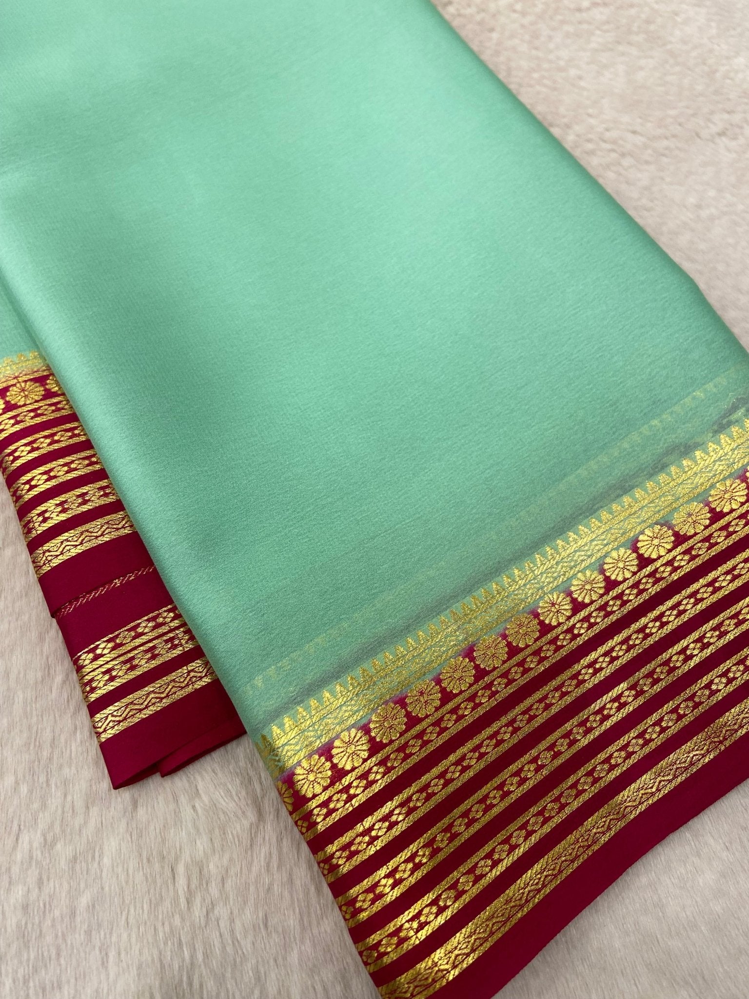 Pure crepe mysore silk saree 80 GSM silk mark certified - Kanjeevaram Silk Mandir