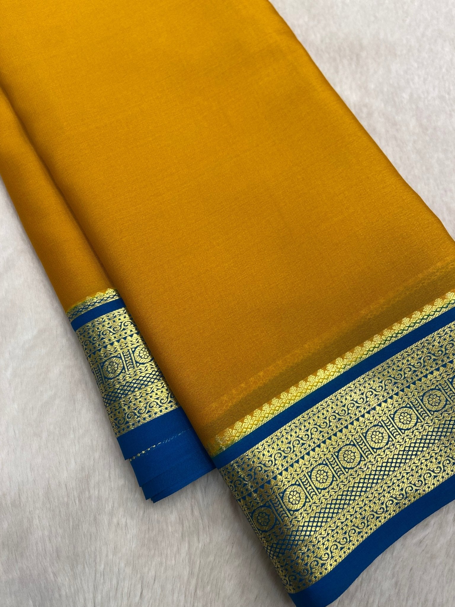 Pure crepe mysore silk saree 80 GSM silk mark certified - Kanjeevaram Silk Mandir