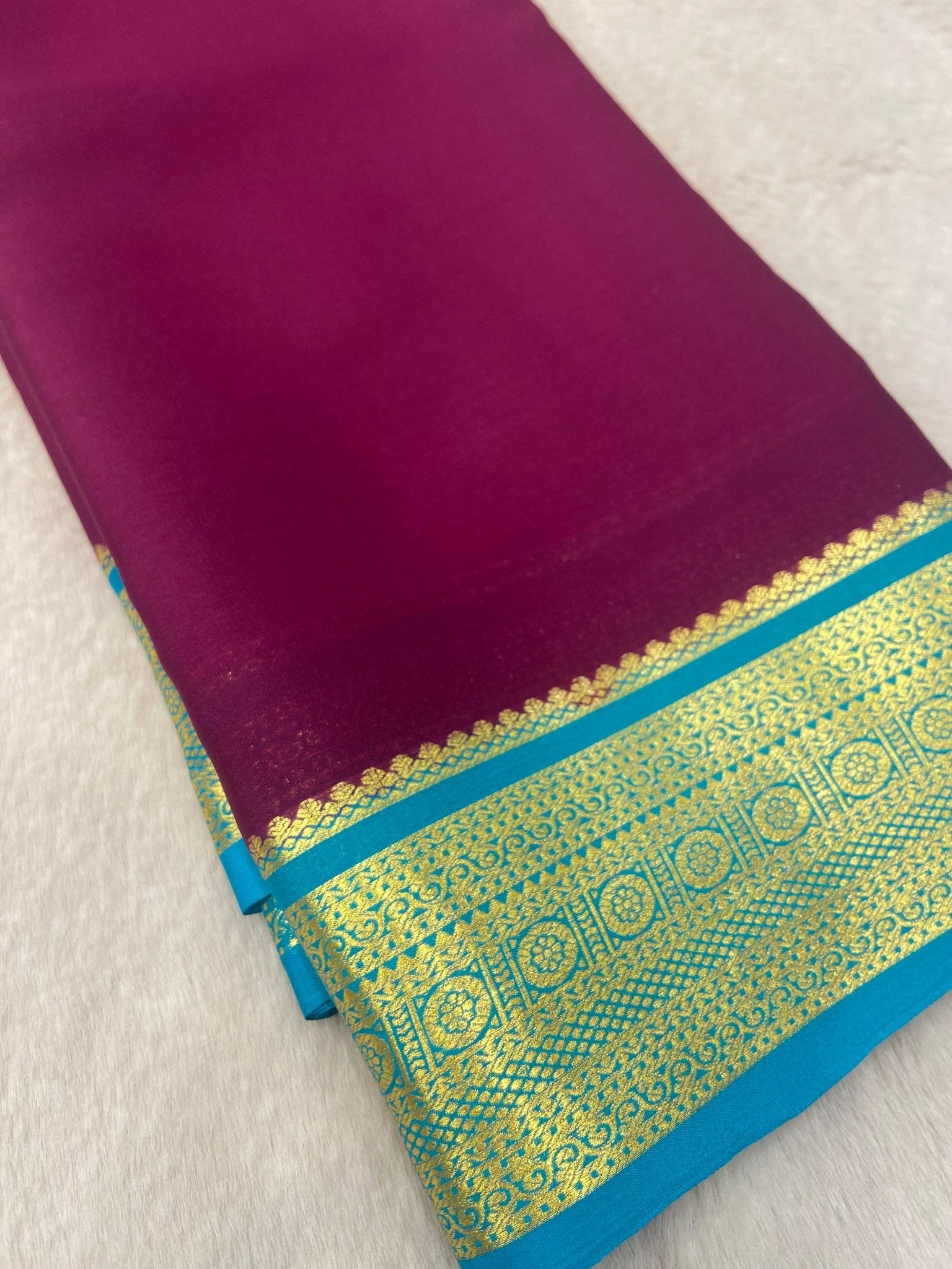 Pure crepe mysore silk saree 80 GSM silk mark certified - Kanjeevaram Silk Mandir