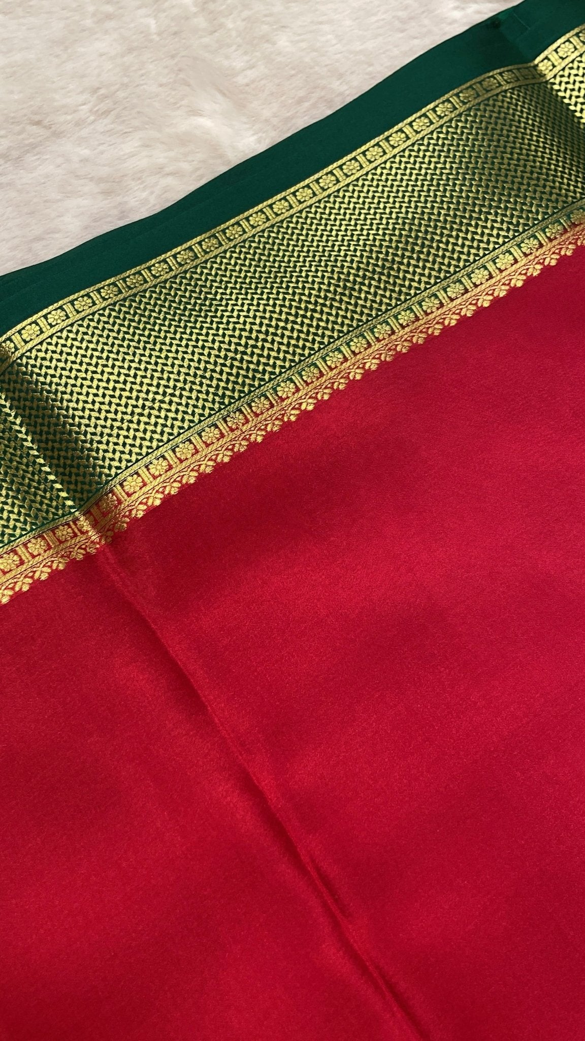 Pure crepe mysore silk saree 90 GSM silk mark certified - Kanjeevaram Silk Mandir