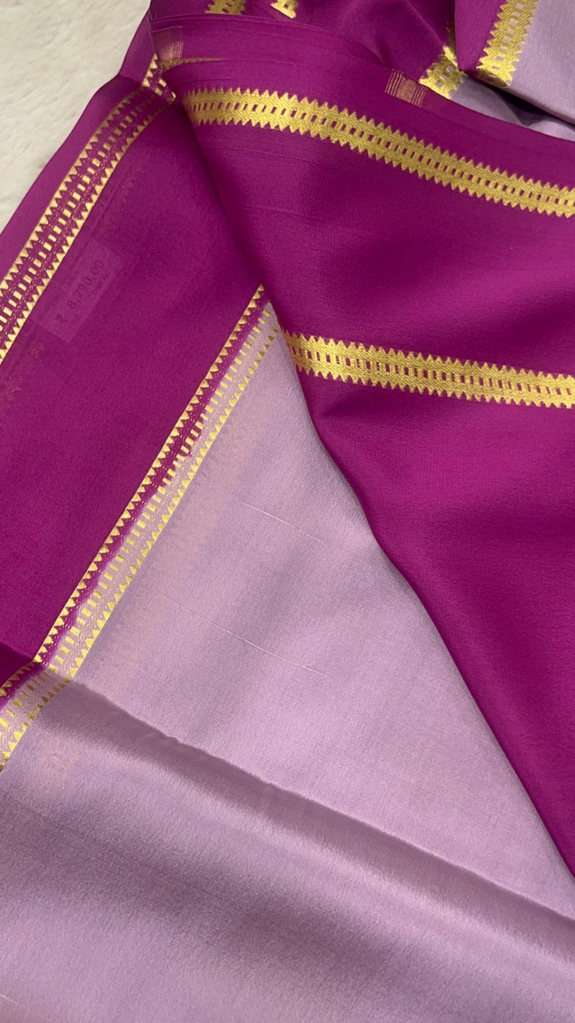 Pure crepe mysore silk saree 90 GSM silk mark certified - Kanjeevaram Silk Mandir
