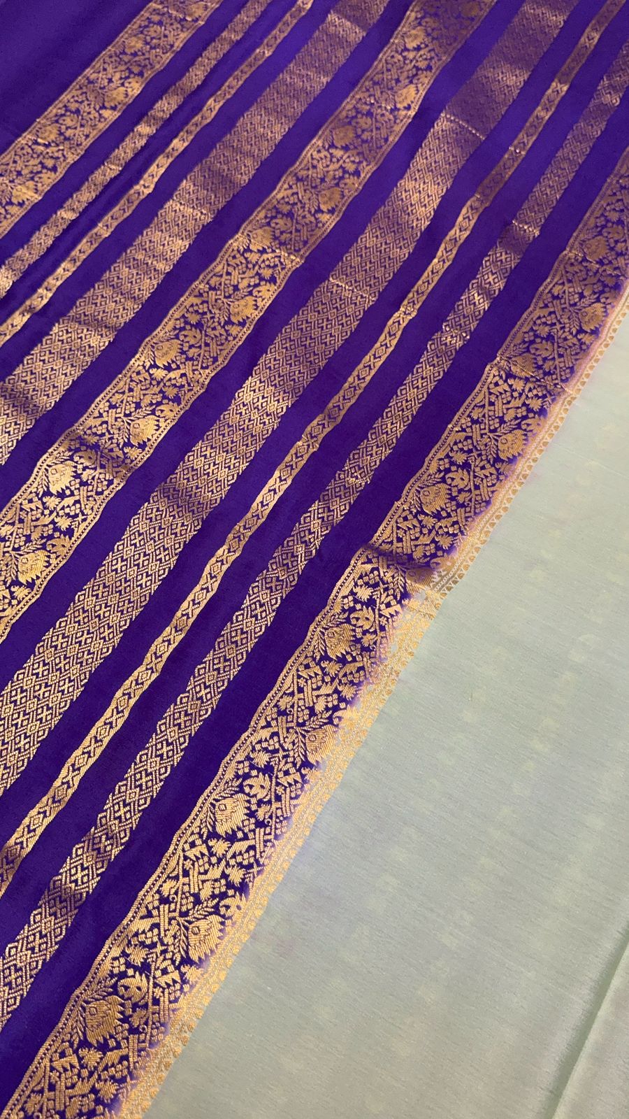 Pure crepe mysore silk saree silk mark certified 120 GSM. - Kanjeevaram Silk Mandir