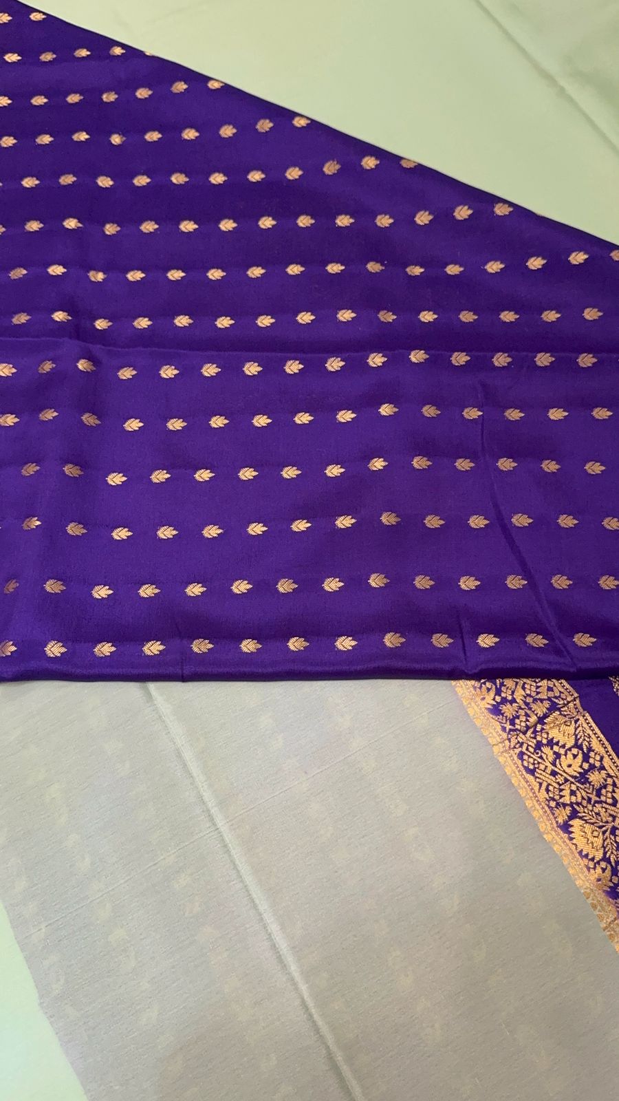 Pure crepe mysore silk saree silk mark certified 120 GSM. - Kanjeevaram Silk Mandir