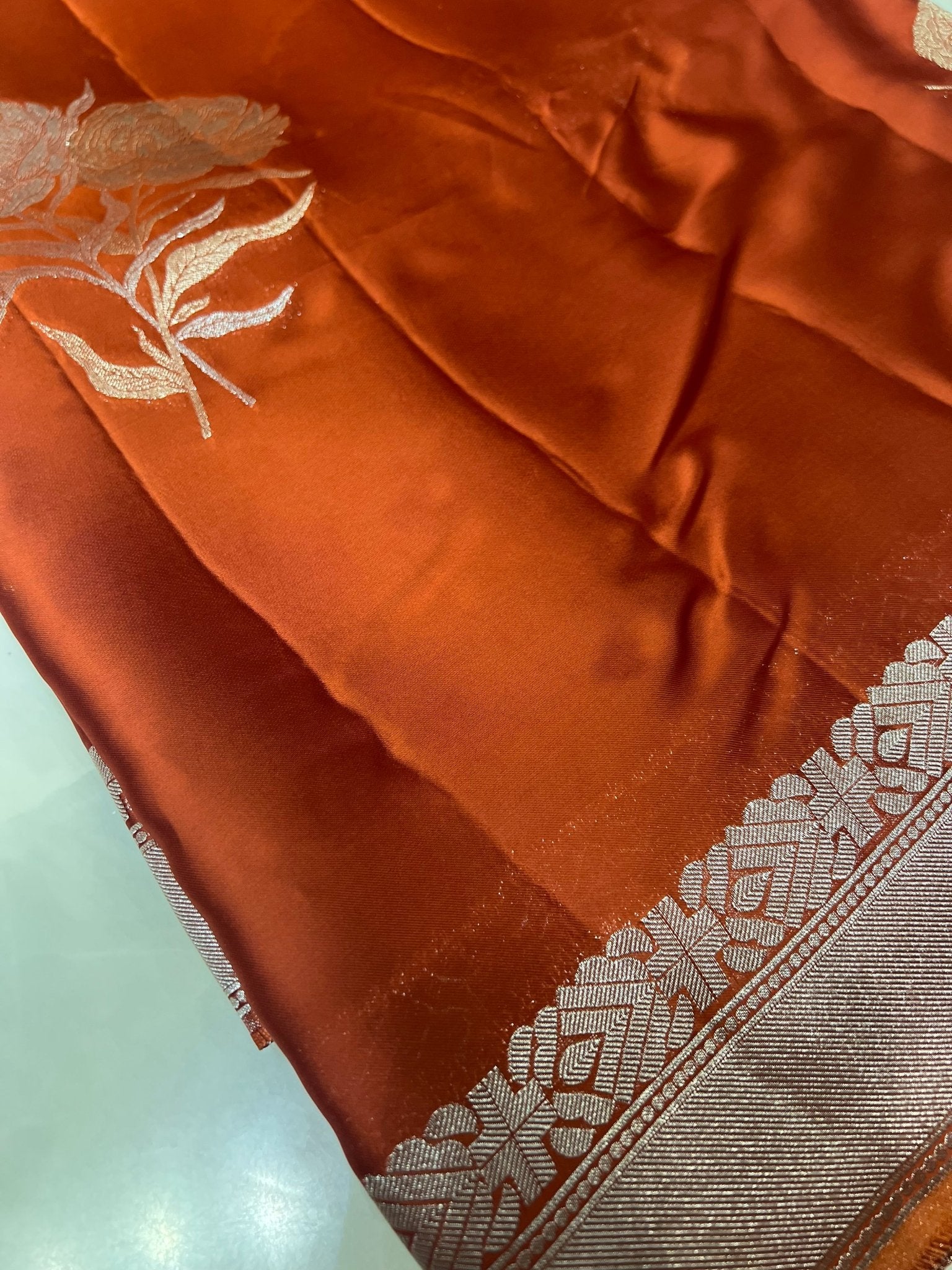 Pure Crepe satin silk saree - Kanjeevaram Silk Mandir