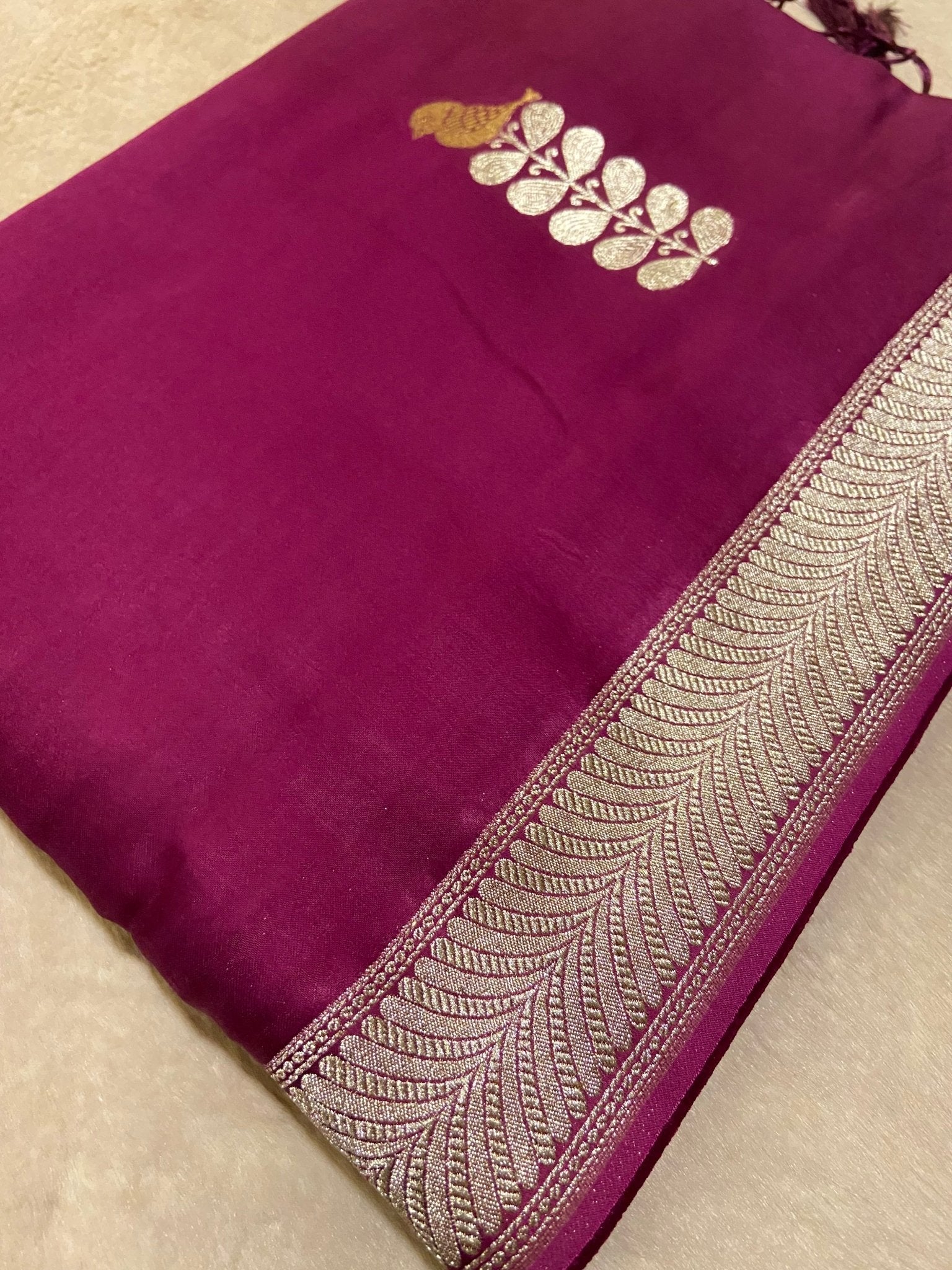 Pure Crepe Satin Silk Saree - Kanjeevaram Silk Mandir