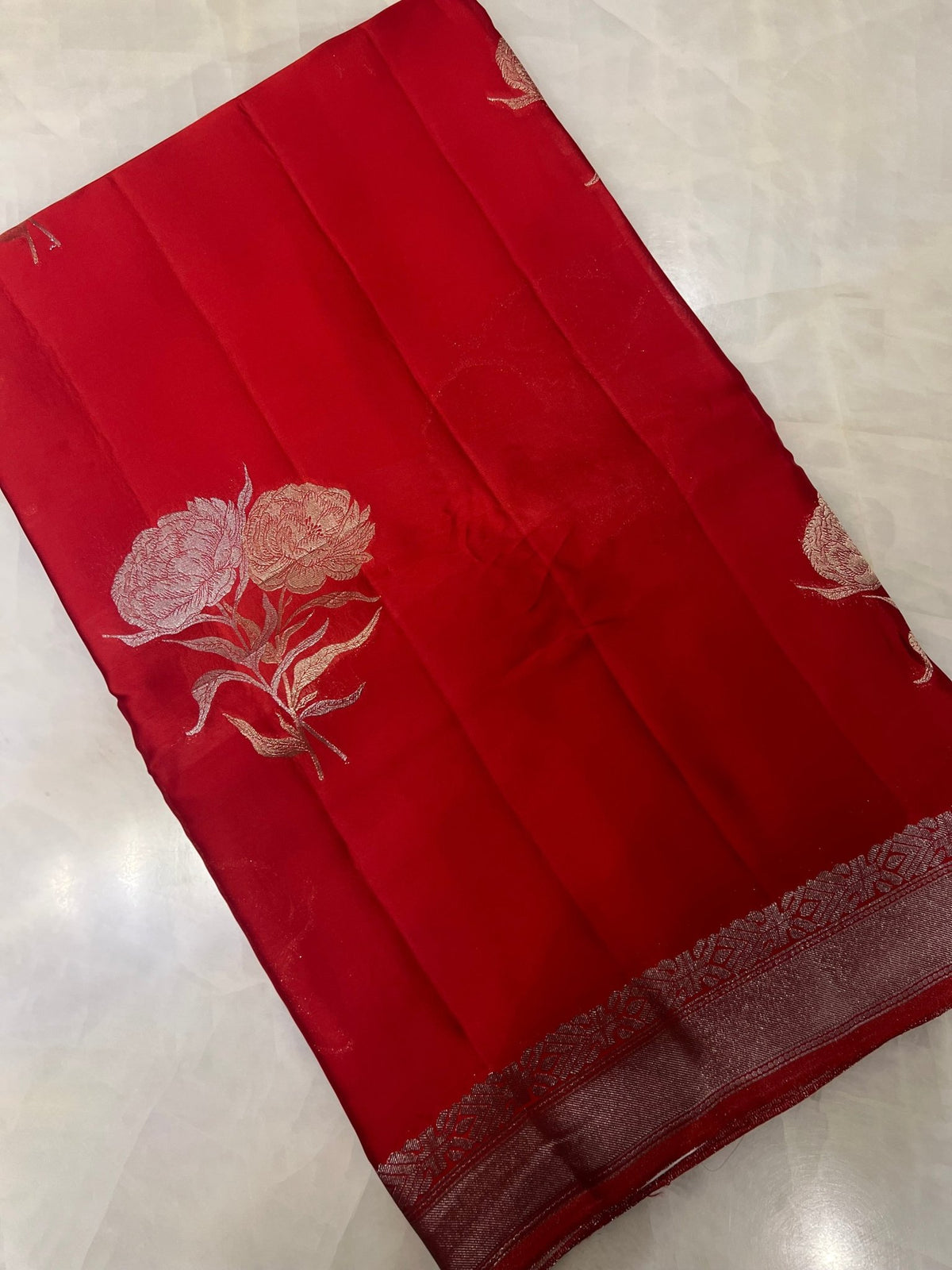 Pure Crepe satin silk saree - Kanjeevaram Silk Mandir