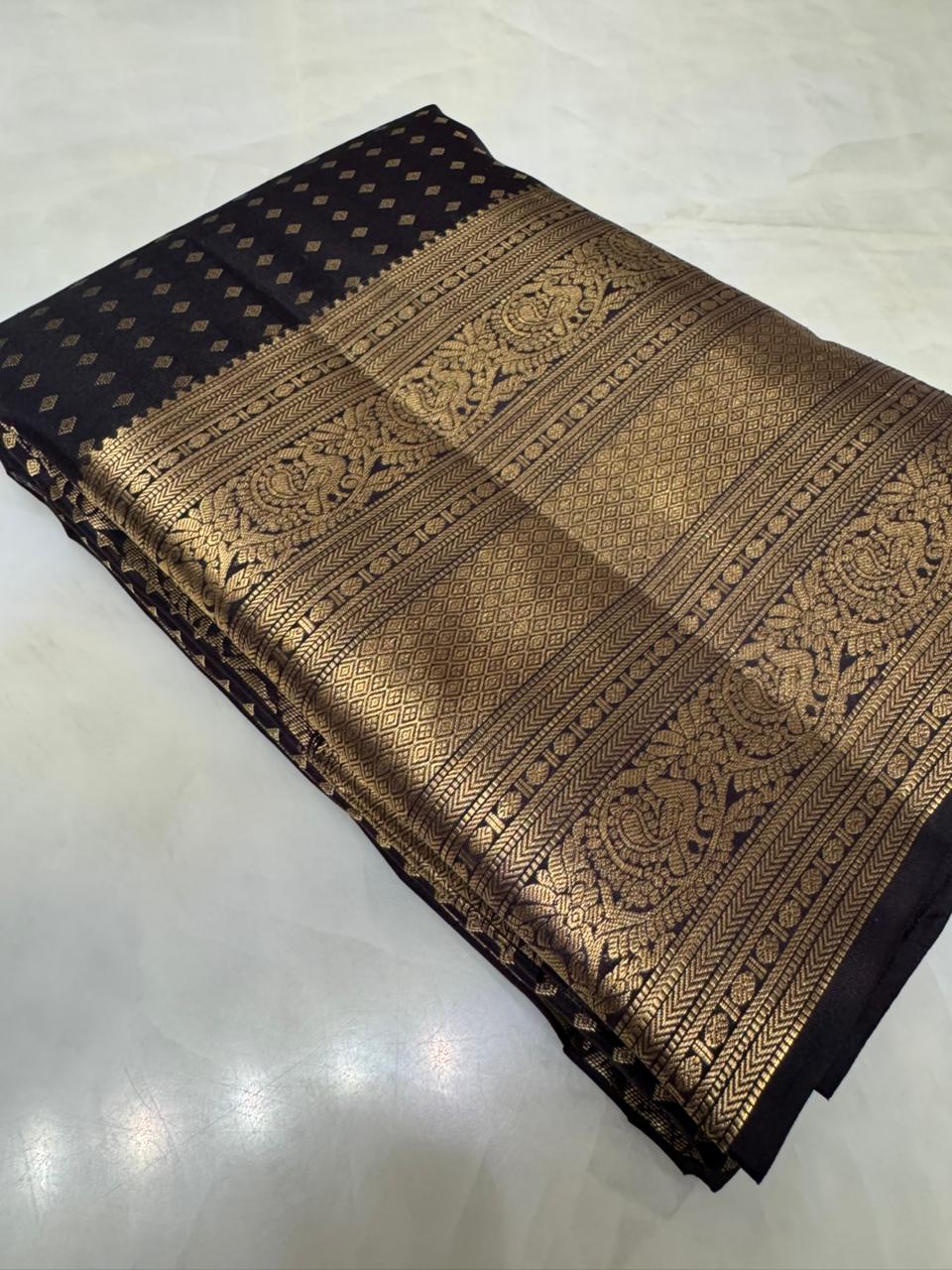 Pure Kanjeevaram silk mark certified saree (Dark Coffee brown) - Kanjeevaram Silk Mandir